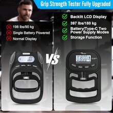 Ryaco Grip Strength Tester 396lbs 180kg Rechargeable Exerciser Meter Digital Hand Dynamometer Grip Strength Trainer Electronic Hand Grip Strengthener With LCD Display For Sport Home School Use - Black - View 6