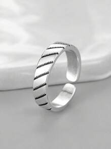 1 pièce Bague chaîne unique et ajourée pour homme, bague en alliage au look vintage usé tressé