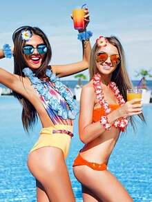 Bộ 14/28 vòng cổ vòng hoa Hawaii và kẹp tóc hoa Hawaii, đồ trang trí tiệc nhiệt đới Hawaii, kẹp tóc hoa sứ, băng đô tiệc chủ đề hoa Hawaii nhiệt đới, đồ trang trí tiệc cưới bãi biển, đồ dùng tiệc, vòng hoa, băng đô, đồ trang trí tiệc cưới bãi biển, đồ trang trí tiệc sinh nhật (màu ngẫu nhiên) - Nhiều màu - Xem 7