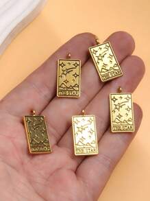 5pcs Vintage Tarot Card Charms, Alloy Pendants For DIY Necklace Bracelet Jewelry Making, M842