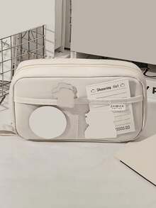 1个极简火山造型扁平180度旋转笔袋，透明大容量文具收纳盒，拉链多层分类收纳桌面立式文具袋，适合收纳铅笔、橡皮、笔记本、胶带、尺子等各种文具。适用于学校/办公室/男女生/上班族/返校礼物。附赠一本A7笔记本和五支笔。返校季，学习用品，笔袋，铅笔盒，书包