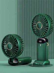 1 pieza Mini ventilador de mano USB unisex, esencial de verano, a juego de colores, de pie, plegable, de 5 aspas, 5 velocidades, silencioso, con indicador de batería, adecuado para exteriores, camping, viajes, playa, deportes, oficina, escuela, fiestas en la piscina, uso diario