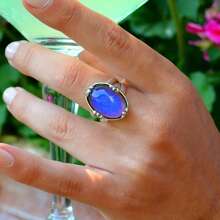 1 pieza Anillo de estado de ánimo con piedra termocrómica ovalada, Anillo de cambio de color multicolor adecuado para que las mujeres lo combinen con atuendos diarios, fiestas, regalo de festival