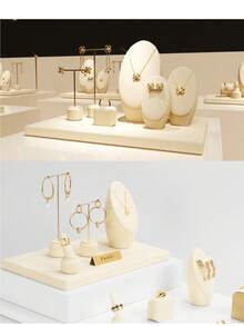 Oirlv 1 件装优质珠宝展示架 - 高档耳环架戒指项链柜台展示架套装桌子组合，收纳架，珠宝展示道具珠宝展示架 - 米色 - 查看 6
