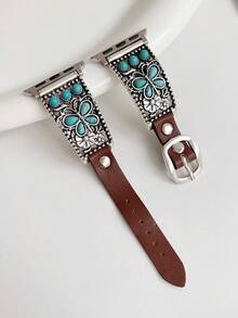 1条波西米亚复古大眼锌合金皮革表带，兼容 38/40/41/42/44/45/49mm，兼容Ultra2/SE/9/8/7/6/5/4/3/2/1系列，女士表带，优雅时尚的女士手表配件，智能手表表带，独特个性风格表带，情人节和母亲节的绝佳礼物 - B款 - 查看 3