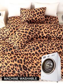 3pcs Leopard Print Bedding Set, Soft & Skin-Friendly Bed Linens, Includes 1 Duvet Cover & 2 Pillowcases - Multicolor - View 11