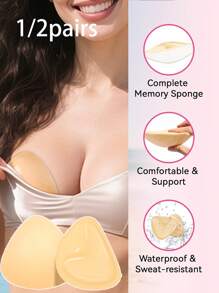 Cuscinetti adesivi push-up ultra per reggiseno, inserti per reggiseno adesivi su entrambi i lati, reggiseno adesivo per reggiseni sportivi e costumi da bagno (Media, Beige)
