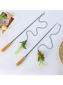 4 estilos de varitas de juguete para gatos con mango de madera ajustable, productos interactivos para mascotas, resistentes a rasguños y mordeduras
