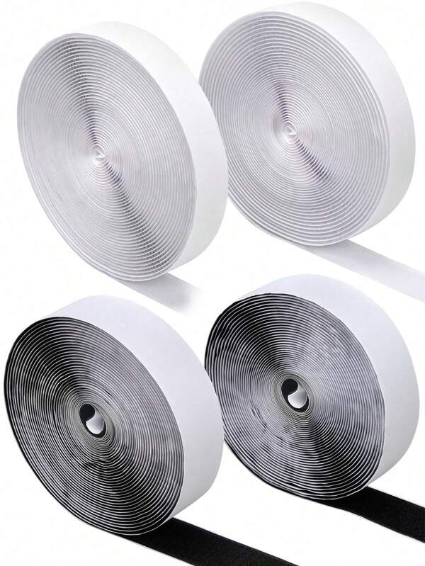 1 Set (2 Rolls) Self-Adhesive Magic Tape, White Hook & Loop Fastener Tape, Suitable For Window Fixation, Photo Frames, Mosquito Nets, Carpets, Cars, And DIY