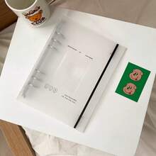 1pc A5 DIY Album Scrapbook Diary Notebook Card Holder, White Cover (Without Inner Pages), Back To School - White - View 6