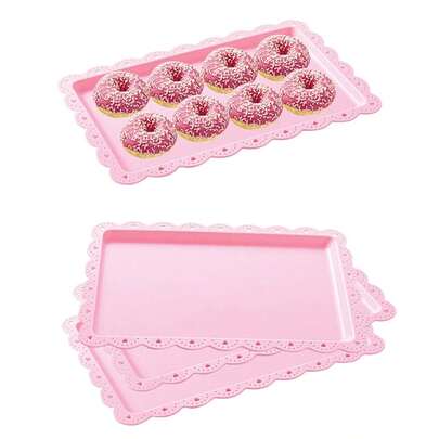 1/2/4/6pcs Pink Plastic Dessert Plate/Tray Suitable For Graduation, Birthday, Party, Wedding