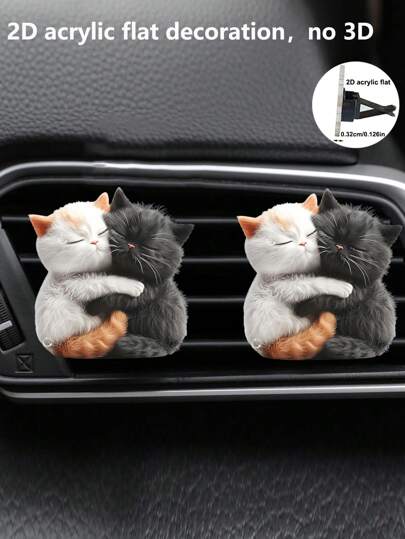 1/2 قطعة مطرة السيارة المرطبة الهواء شكل قط وكلب يعانقان، ديكور داخلي للسيارة، منقي هواء معطر