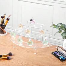 三层纸杯蛋糕架，2个透明香水收纳盒，半圆形甜品桌展示套装，适用于小雕像，半月形展示架，适用于玩具收纳袋，派对，婚礼