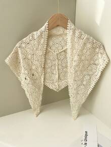1pc Lace Crochet Pattern Triangle Scarf Shawl For Dress