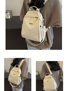 1pc Women's Backpack, Large Capacity Minimalist Fashion Sports Outdoor Backpack, Handbag, Shoulder Bag, Travel Bag, Mountaineering Backpack, Multi-Zipper Bag, Portable Multi-Function Casual Backpack, High-Grade Luggage, School Supplies, School Backpack, School Bag, Backpack For School, Back To School Backpack, School Bookbag, Backpack School, Lightweight, Suitable For Teen Girls Women College Students, Rookies & White-Collar Workers, Perfect For Back To School, First Day Of School, College