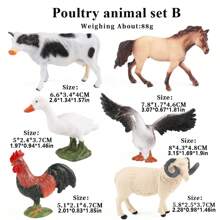 6/12 PCS Farm Poultry Animal Model Toys, Children's Education Toys For Chickens, Ducks, Geese, Sheep, Horses, Cows, Cats And Dogs, Halloween And Christmas Birthday Gifts
