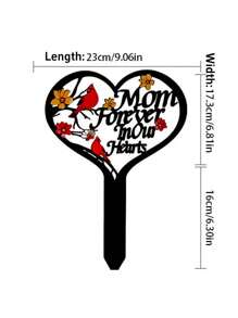 1 pieza Placa conmemorativa con forma de corazón y estaca, marcador de tumba para papá o mamá con mariposa, flor y pájaro, señalización para exteriores