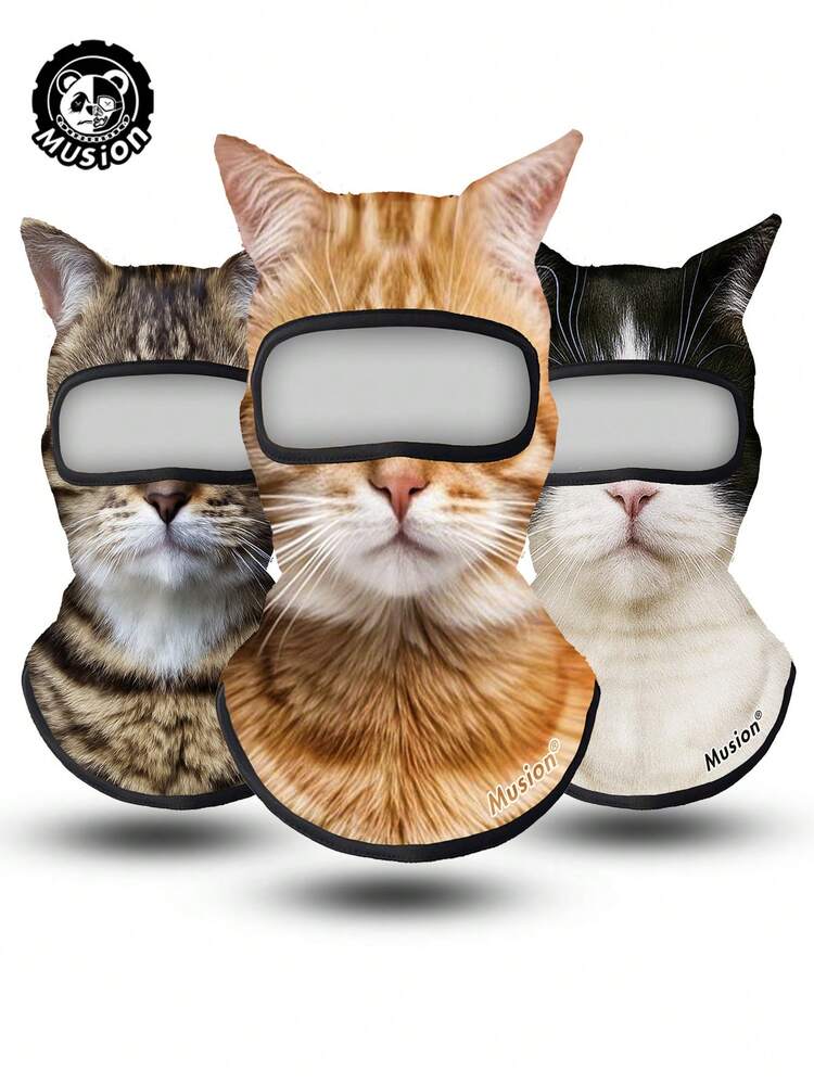 Musion 1/2/3pcs 3D Cat Ski Balaclava With Ears, Anti-Slip Face