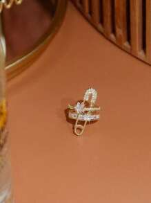 1pc Stylish Synthetic Cubic Zirconia Star Design Brooch Ring