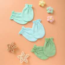 3/4/5/6 Pares de manoplas de unicolor para recién nacidos, aptas para todas las estaciones, guantes de protección de manos para niños y niñas, regalo ideal para recién nacidos