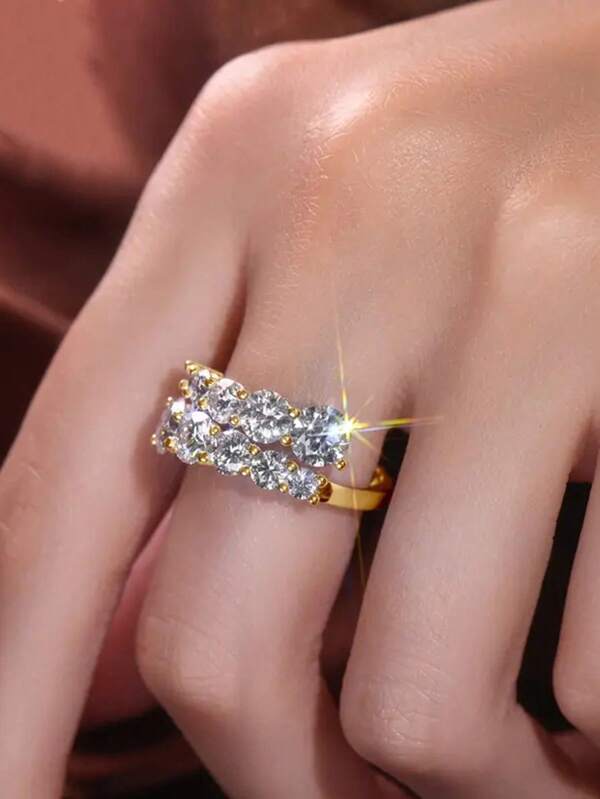 1 pièce Bague en zircone cubique de luxe pour femme pour le mariage, les fiançailles, les fêtes, les bijoux, cadeau de la Saint-Valentin