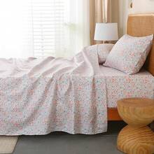 Black Sheets, Deep Pocket, 1800 Thread Count, Soft Breathable, Cute Printed Boho Farmhouse Bed Sheets, Up To 18 Inch - Pink - View 7