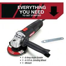 Amoladora angular con cable Hyper Tough de 6 amperios, con mango, protección ajustable, disco de esmerilado de 4-1/2 pulgadas y llave, en condición nueva - 1 - Ver 3