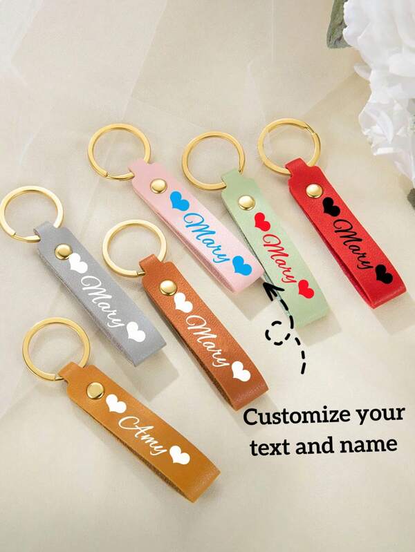 1 Stück individualisierter PU-Leder Schlüsselanhänger, minimalistischer vielseitiger Anhänger Schlüsselring, kann mit Ihrem Text, Name, Jahrestag individualisiert werden, ein Geschenk für Freund/Freundin, Eltern, Geschwister, Freunde zu Halloween, Weihnachten, Thanksgiving