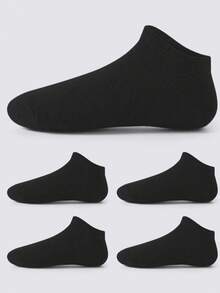 5 Pairs Men's White Breathable Odor-Resistant Short Socks, Fashionable Sports Style, Versatile And Practical, Essential For Spring/Summer, Suitable For Indoor Wear. Soft And Stretchy. Women's Socks And Knee-High Socks, Suitable For Outdoor Sports In Summer. - Multicolor - View 4