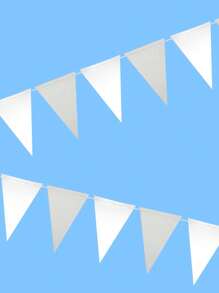 1 Stück - 4 Meter pulverbeschichtetes silbernes Dreieck Banner für Geburtstags-Party, Party Banner, Party Dekoration, Festival Dekoration, Banner für Geburtstags-Party, Valentinstag Feier Party Atmosphäre Tool