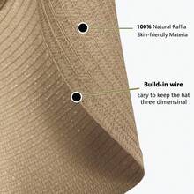 Oversized Beach Straw Hats For Women Extra Large Wide Brim Beach Hat Foldable Roll Up Floppy Sun Hat - 黑色 - 查看 10