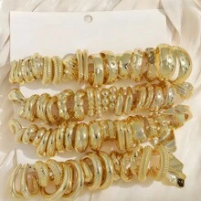 1 Pair/10 Pairs/40 Pairs Oversized New Style Gold-Color CCB Minimalist Resin Fashion Earring Set, Suitable For Daily Wear (Plastic Material) (Not Metal) (Inexpensive Material) (Rough Workmanship) (Discrepancy Between Picture And Actual Size, Color) Customers Who Prefer Quality Earrings Should Purchase Cautiously