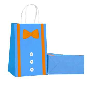 6/12/24 piezas Bolsas de regalo azules con moño azul | Decoraciones para fiestas de cumpleaños