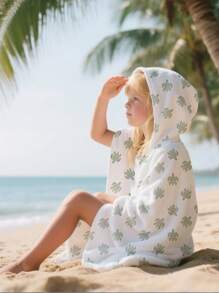 1 PIEZA Toalla de playa suave y adorable para niños y niñas - Adecuada para bebés y niños menores de 1,4 metros, toalla de baño con capucha para niños de 24x41 pulgadas de largo, toalla de piscina para niños pequeños con capucha