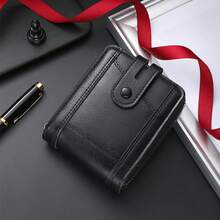1 件黑色 PU 皮革拉链钱包男士大容量零钱包带多个卡槽适合商务办公室日常使用礼物送给父亲丈夫朋友钱包迷你钱包钱包男士钱包皮革小钱包