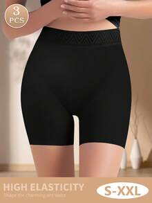 MEIYATING 3 件装女士蜜桃臀低腰内裤，高腰塑身三角裤 - 黑色 - 查看 3