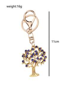 1 pièce Porte-clés femme arbre de vie bleu avec strass, cadeau pour la famille et les amis, accessoire de voiture, charm de sac à dos pour l'école