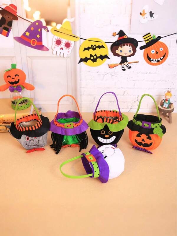 1pc-Witch Pumpkin Tote Bag, Holiday Candy Bag Party Party Dress Up Prop Bag, Storage Bag, Party Small Gift, Birthday Gift, Gift Filler, Birthday Party, Room Decoration, Wall Decoration, (Some Parts May Be Random), Festival Essential, Autumn, Thanksgiving, Halloween, Christmas, Carnival, Halloween Props, Halloween Party, National Day, Autumn,Holiday Photo Props