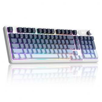 Teclado inalámbrico para juegos MAGEGEE GK960, 2.4G/Bluetooth/Alámbrico con teclas laterales grabadas, 98 teclas alámbrico RGB con teclas tipo pudín silenciosas para oficina y PC, tableta, gamers