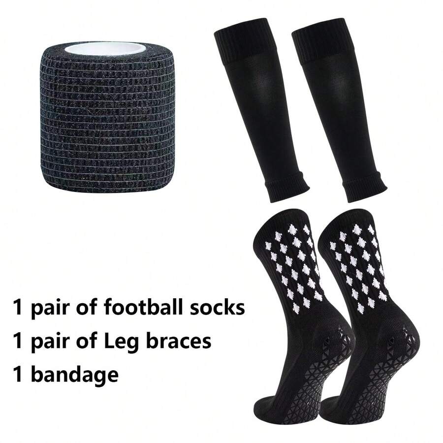 1 Set de calentadores de pierna antideslizantes para fútbol, envoltura de calcetines deportivos, equipo para juegos - Multicolor - Ver 1