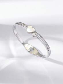Novo Bracelete de Aço Inoxidável Decorado com Pedras de Zircônia, Simples e da Moda, Presente Perfeito