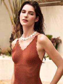 Tropiscape Geometric Shell Necklace, Suitable For Daily And Vacation Wear Beach Autumn Winter Gifts - White - View 1