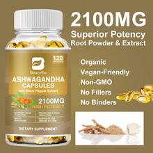 B BEWORTHS Ashwagandha Capsules (120pcs) | Ashwagandha Root Powder + Black Pepper Extract | Stress Relief, Mood Support, Immune Health, Male Wellness, Lipid & Blood Sugar Balance, Weight Balance | For Men & Women - 2 lọ (240 viên nang) - Xem 4