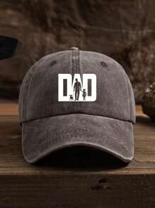 1 Stück Herren Outdoor lässige Mode "DAD" Silhouette Hund spazierengehen Grafik weich & atmungsaktiv verstellbare Baseballkappe, geeignet für den täglichen Gebrauch