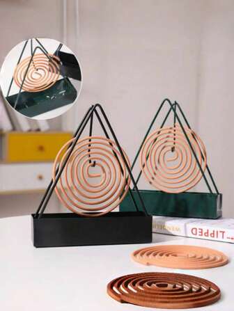 Driehoekige muggenwerende wierookhouder (1 stuk) met standaard, hittebestendige en duurzame sandelhouten wierookhouder, multifunctioneel en zeer creatief, verticale muggenwerende wierookhouder voor aan de muur, asbak, brandwerende wierookbranderdecoratie