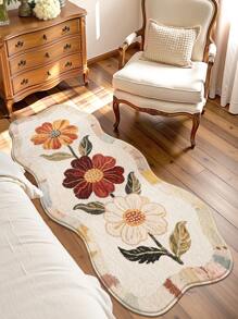 DAJIANG 1pc Vintage Simple Floral Print Runner Rug, Non-Slip Entrance Mat, Soft Carpet, Foldable & Washable, Suitable For Living Room, Kitchen, Bathroom, Bedside - Home Decor, Thickened & Plush, Suitable For Halloween, Thanksgiving, Autumn/Winter Kitchen Rug - Multicolor - View 5