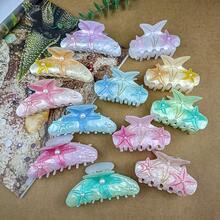 Presilha de cabelo de sereia com pérolas artificiais de alta qualidade (1 ou 2 unidades), presilha de cabelo em formato de estrela-do-mar, presilha de cabelo extra grande em formato de garra de tubarão, presilha de cabelo colorida 3D em acetato, acessório de cabelo de tamanho médio e pequeno para mulheres, ideal para festas, férias e praia - Presilha de cabelo com strass da série Oceano, acessório de cabelo para outono e inverno, presilha de cabelo com flor para looks de férias. - Multicolorido - Ver 13