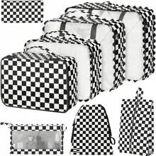 7-teiliges Polyester Reise-Aufbewahrungstascheset, minimalistischer Slogan-Grafik Gepäckpackorganisator für Reisezubehör, Herbstdekor für Zuhause, Reiseaufbewahrungstasche, Makeup-Tasche, Kosmetiktasche, Reise-Organizer, Makeup-Organizer mit großem Fassungsvermögen, Makeup-Koffer, für Lippenstifte, Pinsel, Hautpflege, Handy, Münzen, Kleinteile, für Zuhause, Geschenke, Urlaub und Feste wie Halloween, Weihnachten, multifunktional, Boho-Vibes