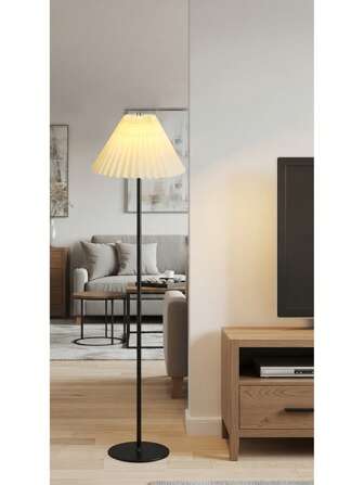 1pc Metal Minimalist Design Floor Lamp, Tall, High-End, Ins Style, Black/White, Nordic Style, Retro, Simple, Pedestal Style, Suitable For Living Room, Bedroom, Master Bedroom, Guest Room, TV Side, Dining Room, Bedside, Homestay