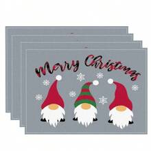 4/6 Stücke Weihnachtsbaum Tischsets, mit roten, weißen und karierten Mustern, robustes Material, geeignet für Küche, Esszimmer, Innen-/Außen Feiertagsdekoration, Thanksgiving und Weihnachten